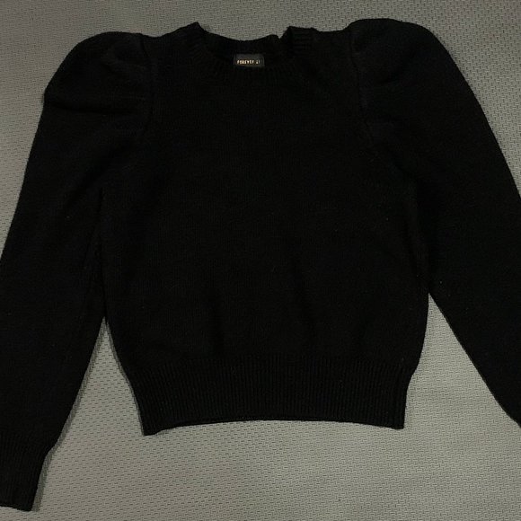 Women's Black Puff Sleeve Sweater - Picture 1 of 1